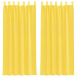 Berkfield Home Voile Curtains with Loops 2 pcs Yellow 140x225 cm - thumbnail 2