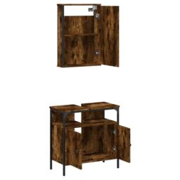 Berkfield Home 2 Piece Bathroom Furniture Set Smoked Oak Engineered Wood in Brown - thumbnail 5