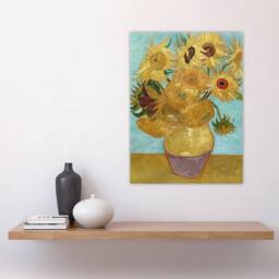 "Artery8 Vase with Twelve Sunflowers Van Gogh Vintage Wall Art Print Poster in Blue - Size: W18"" x H24""" - thumbnail 4