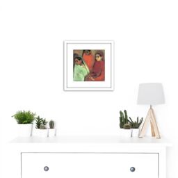 Artery8 Sher-gil Group Three Girls Painting 8X8 Inch Square Wooden Framed Wall Art Print Picture with Mount in White - thumbnail 2