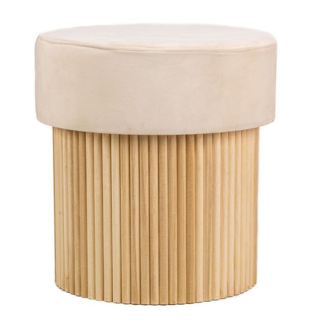Nordlys Brown Wooden Base Living Room Pouf in Beige - image 1