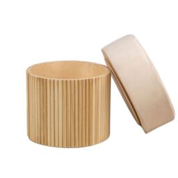 Nordlys Brown Wooden Base Living Room Pouf in Beige - thumbnail 4
