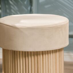 Nordlys Brown Wooden Base Living Room Pouf in Beige - thumbnail 6