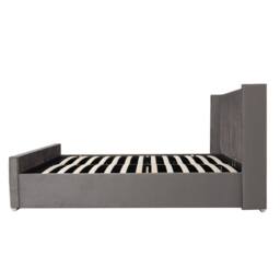 Harmin Luxury 6ft Super King sized Steel Plush Velvet Ottoman Winged bed in Dark Grey - Size: EU Super King - thumbnail 6