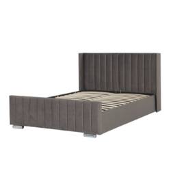 Harmin Luxury 6ft Super King sized Steel Plush Velvet Ottoman Winged bed in Dark Grey - Size: EU Super King - thumbnail 8