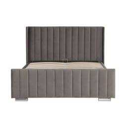 Harmin Luxury 6ft Super King sized Steel Plush Velvet Ottoman Winged bed in Dark Grey - Size: EU Super King - thumbnail 7