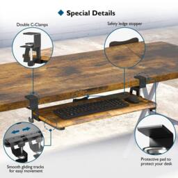 SPETLEK Under Desk Keyboard Tray, 650x300mm Wood in Brown - Size: 0.6m2 - thumbnail 4