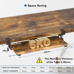 SPETLEK Under Desk Keyboard Tray, 650x300mm Wood in Brown - Size: 0.6m2 - thumbnail 6