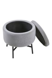 Living and Home Contemporary Velvet Storage Ottoman Footstool in Grey - thumbnail 5