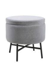 Living and Home Contemporary Velvet Storage Ottoman Footstool in Grey - thumbnail 3