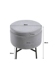 Living and Home Contemporary Velvet Storage Ottoman Footstool in Grey - thumbnail 6