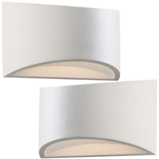 Loops 2 PACK 200mm LED Wall Light Warm White Primed White (ready to paint) Curved Lamp - image 1