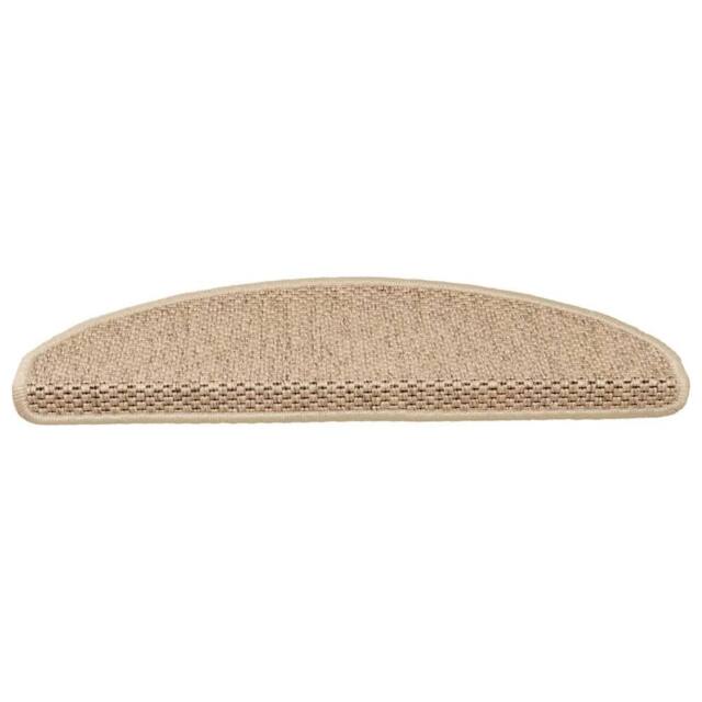 Berkfield Home Stair Mats Self-adhesive Sisal-Look 15 pcs 65x21x4 cm Sand in Beige - Size: Medium - image 1