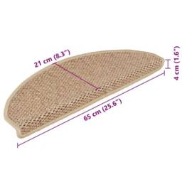 Berkfield Home Stair Mats Self-adhesive Sisal-Look 15 pcs 65x21x4 cm Sand in Beige - Size: Medium - thumbnail 8