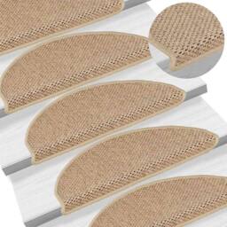 Berkfield Home Stair Mats Self-adhesive Sisal-Look 15 pcs 65x21x4 cm Sand in Beige - Size: Medium - thumbnail 6