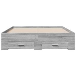 Berkfield Home Modern Bed Frame w/Drawers Frame Grey Sonoma 120x190 cm Small Double - thumbnail 4