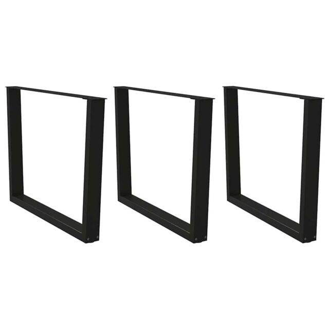 Berkfield Home Dining Table Legs V-Shape 3 pcs Black 100x(72-73.3) cm Steel - image 1