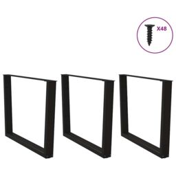 Berkfield Home Dining Table Legs V-Shape 3 pcs Black 100x(72-73.3) cm Steel - thumbnail 3