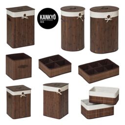 Orsina Kankyo 4 Sections Bamboo Storage Box in Dark Brown - thumbnail 2