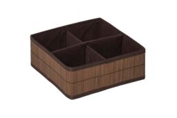 Orsina Kankyo 4 Sections Bamboo Storage Box in Dark Brown