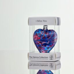 Sienna Glass 8cm Friendship Heart I Miss You Blue & Pink - thumbnail 4