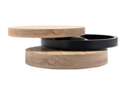 Vente-unique Round Swivelling Coffee Table With 1 MDF Compartment - Black & Light - thumbnail 7
