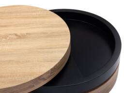 Vente-unique Round Swivelling Coffee Table With 1 MDF Compartment - Black & Light - thumbnail 8