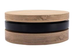Vente-unique Round Swivelling Coffee Table With 1 MDF Compartment - Black & Light - thumbnail 6