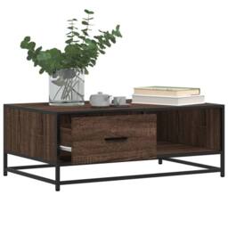 Berkfield Home Coffee Table Brown Oak 90x57x35 cm Engineered Wood & Metal - Size: 90 x 57 x 35 cm - thumbnail 4