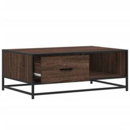Berkfield Home Coffee Table Brown Oak 90x57x35 cm Engineered Wood & Metal - Size: 90 x 57 x 35 cm - thumbnail 8