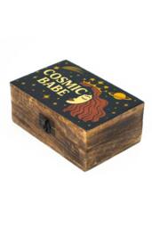 KDMD Cosmic Babe Enamelled Mango Wood Box - Unique Jewelry & Gift Storage in Brown - thumbnail 2