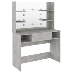 Berkfield Home Makeup Table with LED Lights 100x40x135 cm MDF Concrete Grey - Size: 100 x 40 x 135 cm - thumbnail 5