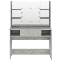 Berkfield Home Makeup Table with LED Lights 100x40x135 cm MDF Concrete Grey - Size: 100 x 40 x 135 cm - thumbnail 3