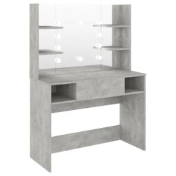 Berkfield Home Makeup Table with LED Lights 100x40x135 cm MDF Concrete Grey - Size: 100 x 40 x 135 cm - thumbnail 2