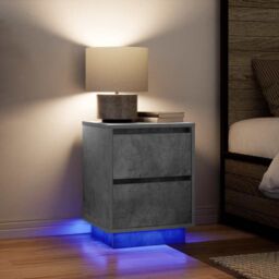 Berkfield Home Bedside Cabinet with LED Lights¬†Concrete Grey 38x34x50 cm - Size: 38 x 34 x 50 cm - thumbnail 5