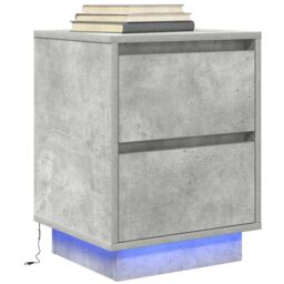 Berkfield Home Bedside Cabinet with LED Lights¬†Concrete Grey 38x34x50 cm - Size: 38 x 34 x 50 cm - thumbnail 1