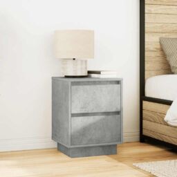 Berkfield Home Bedside Cabinet with LED Lights¬†Concrete Grey 38x34x50 cm - Size: 38 x 34 x 50 cm - thumbnail 4