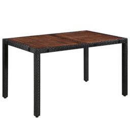 Berkfield Home 7 Piece Outdoor Dining Set Poly Rattan & Acacia Wood Black - thumbnail 2