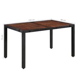 Berkfield Home 7 Piece Outdoor Dining Set Poly Rattan & Acacia Wood Black - thumbnail 6