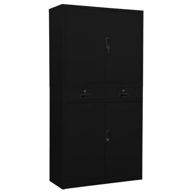 Berkfield Home Office Cabinet Black 90x40x180 cm Steel - Size: 90 x 40 x 180 cm - image 1