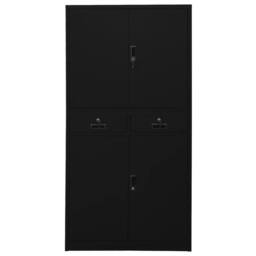 Berkfield Home Office Cabinet Black 90x40x180 cm Steel - Size: 90 x 40 x 180 cm - thumbnail 2