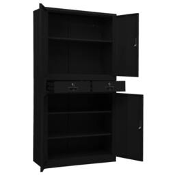 Berkfield Home Office Cabinet Black 90x40x180 cm Steel - Size: 90 x 40 x 180 cm - thumbnail 6