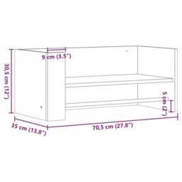 Berkfield Home Wall Shelf Grey Sonoma 70.5x35x30.5 cm Engineered Wood - thumbnail 9