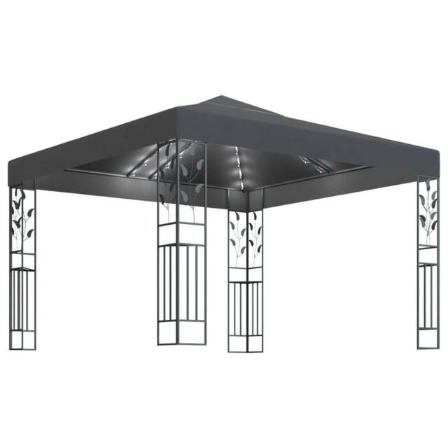 Berkfield Home Gazebo with LED String Lights 3x3 m Anthracite in Charcoal - image 1