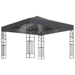 Berkfield Home Gazebo with LED String Lights 3x3 m Anthracite in Charcoal - thumbnail 1