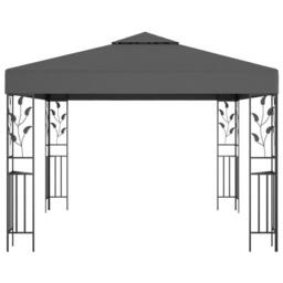 Berkfield Home Gazebo with LED String Lights 3x3 m Anthracite in Charcoal - thumbnail 4