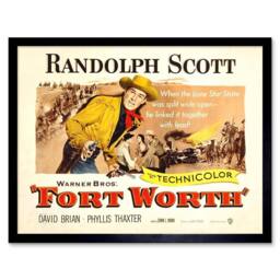 "Artery8 Movie Film Fort Worth Randolph Scott Cowboy Western Texas Framed Art in Beige - Size: W12"" x H16""" - thumbnail 1