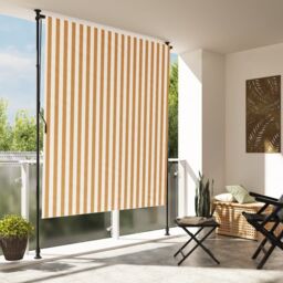 Berkfield Home Outdoor Roller Blind Orange & White 150x270 cm Fabric&Steel