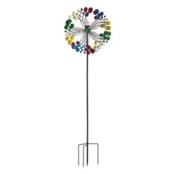 mysmartbuy Harlequin Illuminated Garden Wind Spinner with Solar Crackle Globe - thumbnail 4