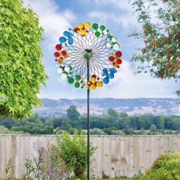 mysmartbuy Harlequin Illuminated Garden Wind Spinner with Solar Crackle Globe - thumbnail 1
